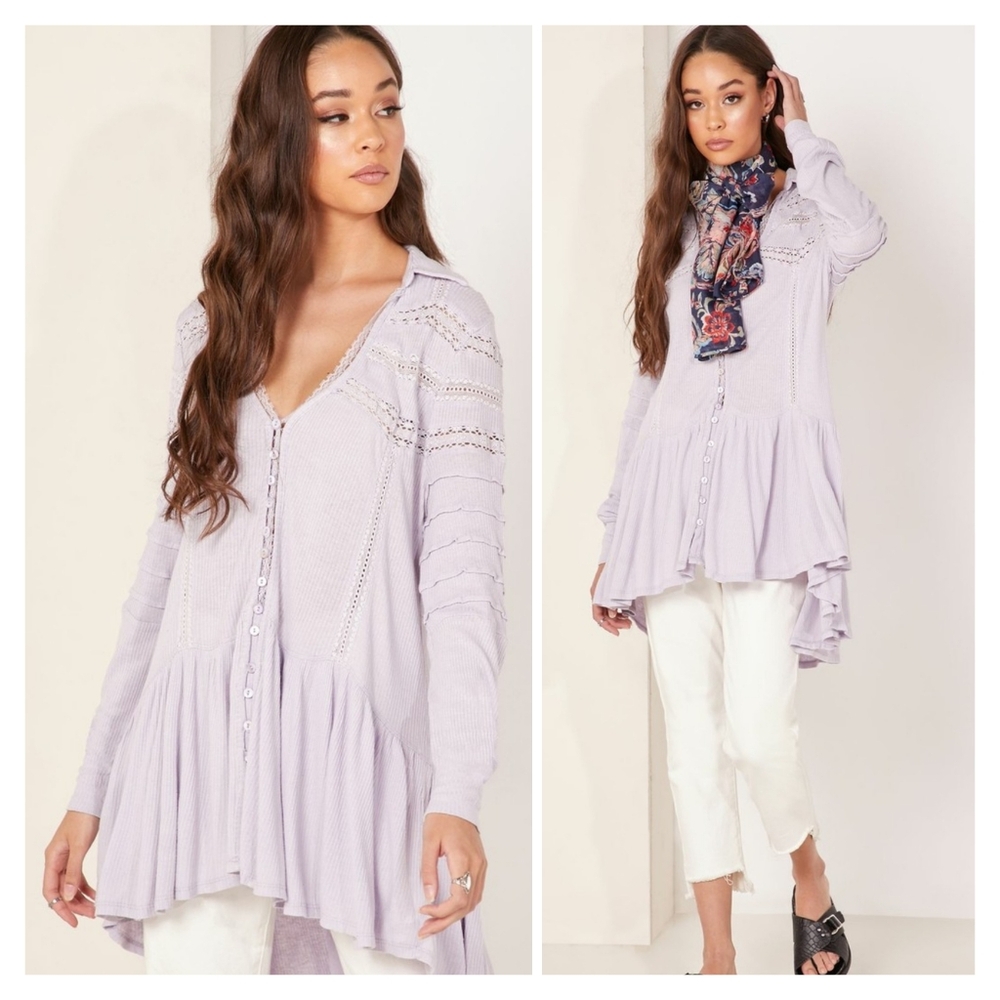 Free People Set To Stun Cotton Linen Tunic Size M